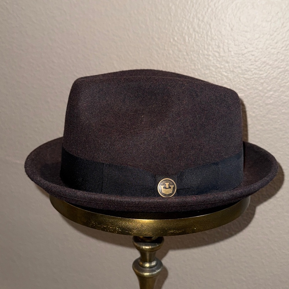 Brown/Deep Purple Fedora Hat with Black Band